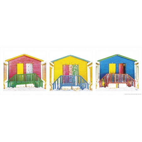 Multicolored beach huts