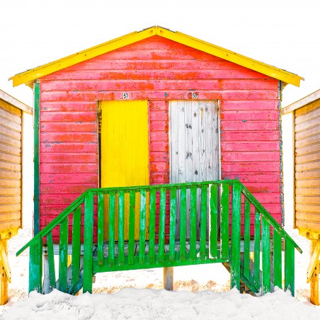Multicolored beach huts