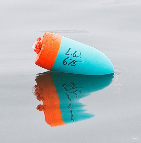Photo Orange and blue lobster trap buoy par Philip Plisson