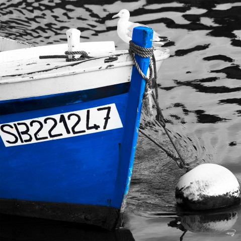 Photo Blue boat at anchor par Philip Plisson