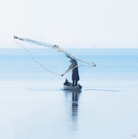 Photo Cast-net fishing , India par Philip Plisson