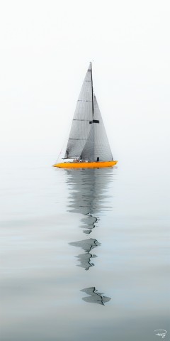 Photo 6m JI on a glassy sea par Philip Plisson