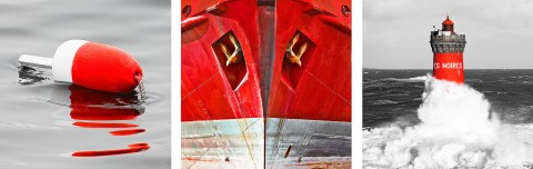Photo Trio rouge, bouée, étrave, phare par Philip Plisson