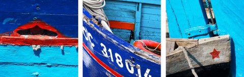 Photo Trio coques de bateaux bleus par Philip Plisson