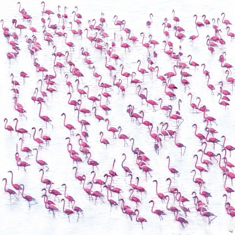 Photo Pink flamingos in the Venice lagoon par Philip Plisson